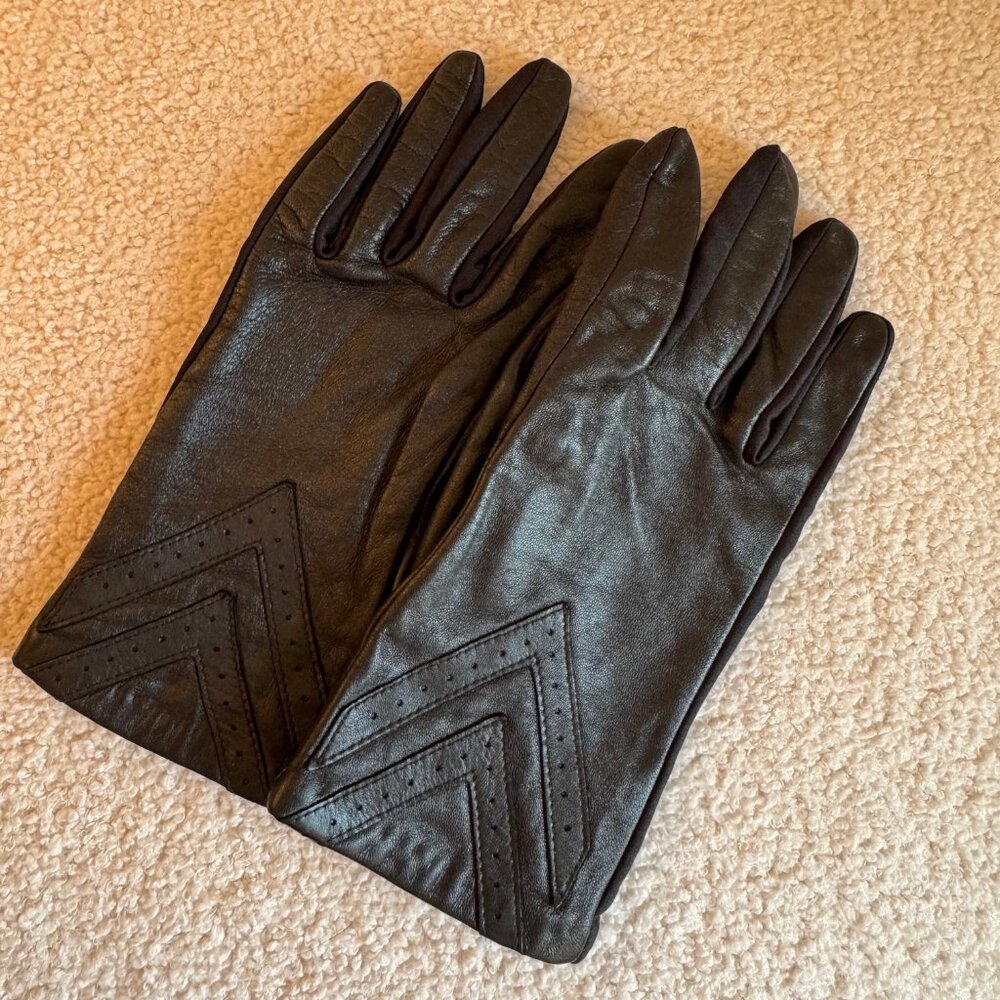Women's Black Leather Gloves - Size M